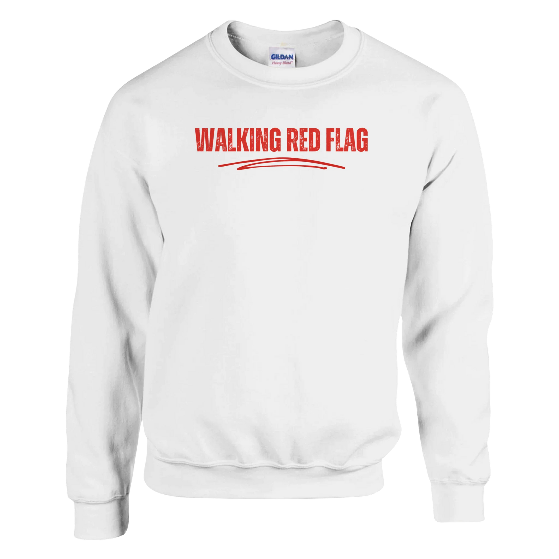 A-or-B-Tees Sweatshirt S / White Walking Red Flag Sweatshirt | Funny Self-Aware Crewneck | Cozy Dating Meme Pullover