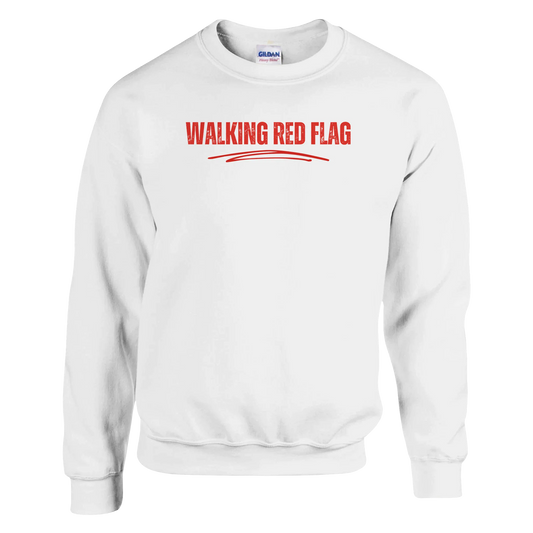A-or-B-Tees Sweatshirt S / White Walking Red Flag Sweatshirt | Funny Self-Aware Crewneck | Cozy Dating Meme Pullover