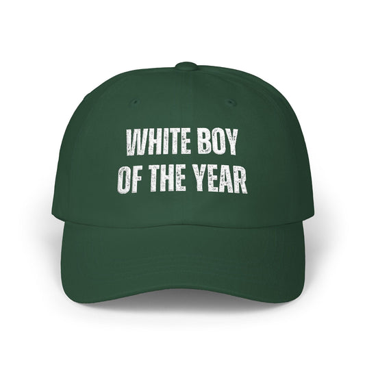 A-or-B-Tees Hats Spruce / One size White Boy of the Year - Embroidered Dad Cap — Funny Irony Meme Hat for Parties & Gifts