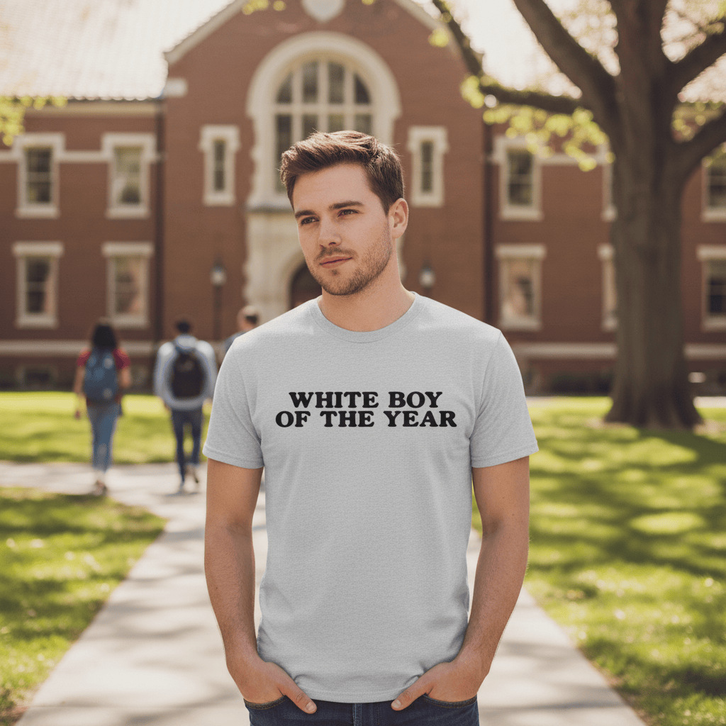 A-or-B-Tees T-Shirt White Boy of the Year T-Shirt - Funny Meme Tee for Sarcastic Awards