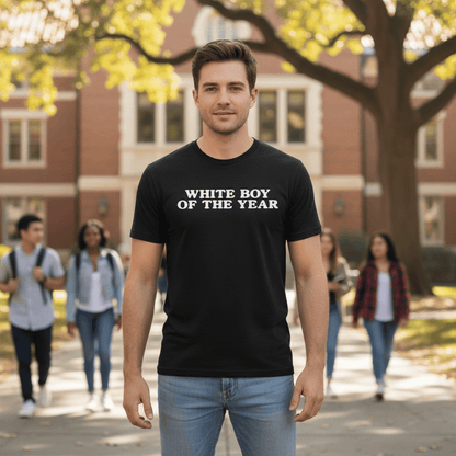 A-or-B-Tees T-Shirt White Boy of the Year T-Shirt - Funny Meme Tee for Sarcastic Awards