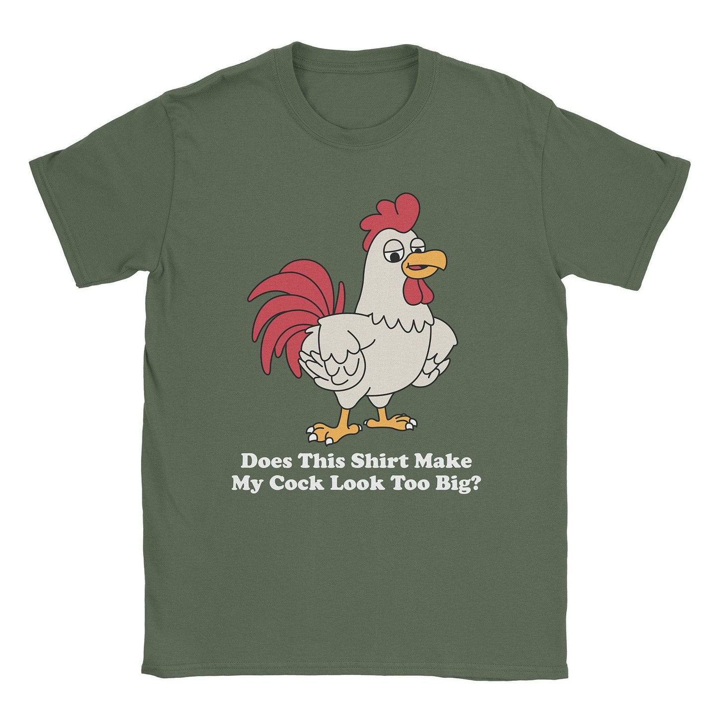 A-or-B-Tees T-Shirt Military Green / S White Cock T-Shirt