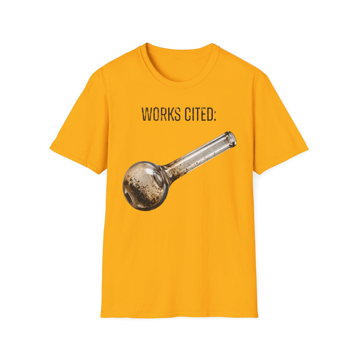 A-or-B-Tees T-Shirt S / Gold / Front Works Cited Crack Pipe T-Shirt | Funny Academic Meme Tee