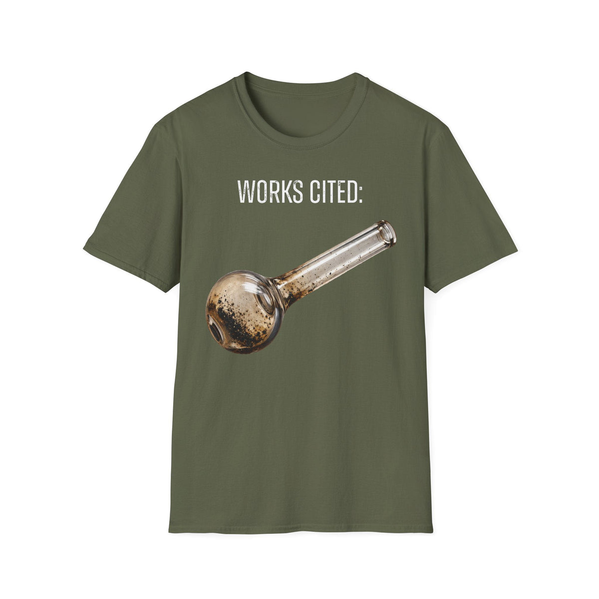A-or-B-Tees T-Shirt S / Military Green / Front Works Cited Crack Pipe T-Shirt | Funny Academic Meme Tee