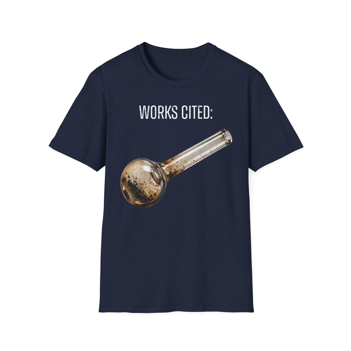 A-or-B-Tees T-Shirt S / Navy / Front Works Cited Crack Pipe T-Shirt | Funny Academic Meme Tee