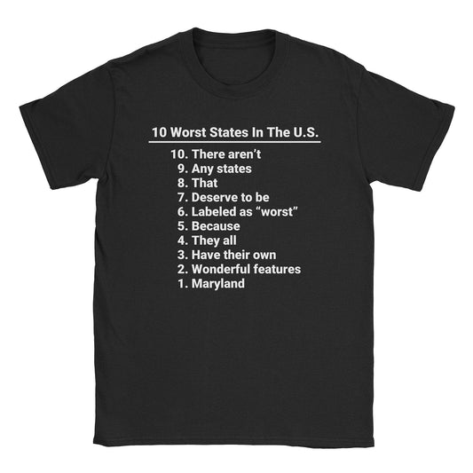 A-or-B-Tees T-Shirt Black / S Worst States T-Shirt